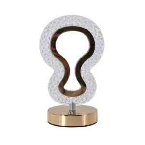 Lampă de birou LED decorativă design modern geometric, efect cristal, bază metalică aurie